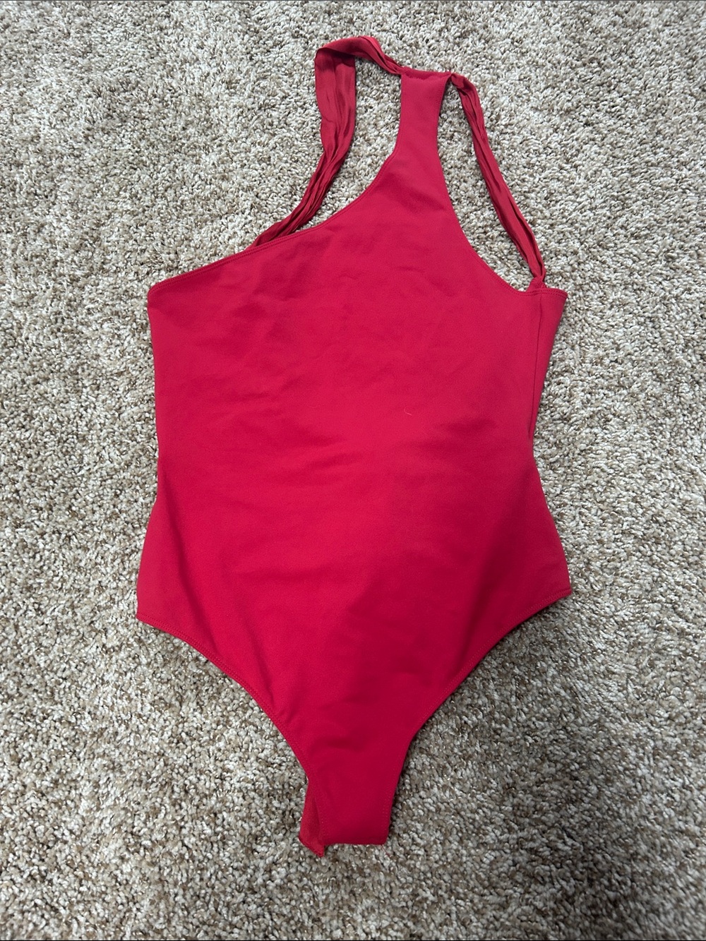 One-Shoulder Red Bodysuit for Women